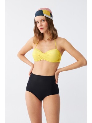 Empressco Yüksek Bel Sarı Kadın Straplez Bikini Takımı, Şık ve Rahat Tasarım