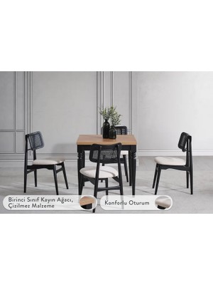Vivense Vera Çizilmez Açılır Masa Takımı, Ceviz Siyah, 80X80