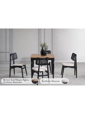 Vivense Vera Çizilmez Açılır Masa Takımı, Ceviz Siyah, 70X80