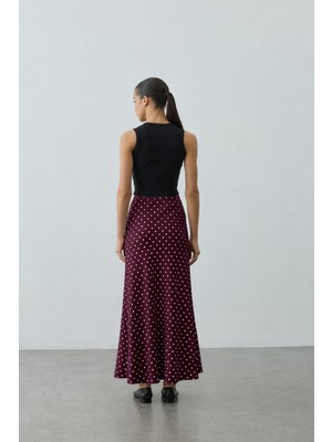 Fahhar Twill Puantiye Etek Mürdüm