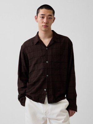 Gap Erkek Kahverengi Relaxed Straight-Hem Gömlek