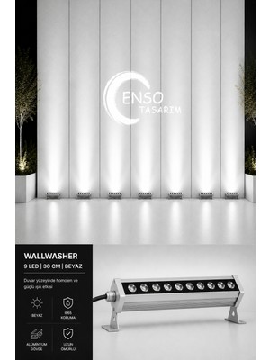 9W 30 cm Beyaz LED Wallwasher Dış Cephe Duvar Cami Bahçe Aydınlatma
