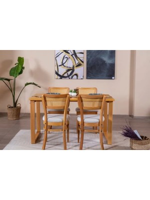 Vivense Hazeran Iskandinav Masa Takımı, 4 Sandalye 1 Masa, 80X140