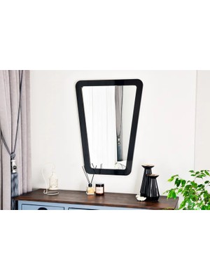 Vivense Dfn Wood Atria Dekoratif Konsol Aynası, Siyah, 90X68