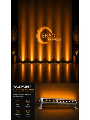 9W 30 cm Amber LED Wallwasher Dış Cephe Duvar Cami Bahçe Aydınlatma