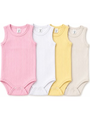 Bulut Anne ve Çocuk Askılı Çıtçıtlı Body 4'lü Paket Renkli Raporlu Esnek Kumaş 3-6 Yaş Kız Set/erkek Set