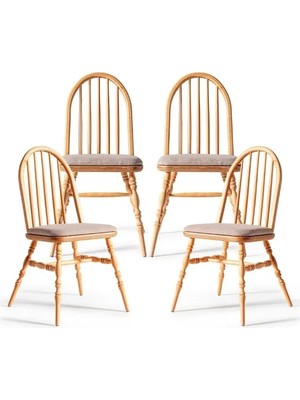 Vivense Laura Natural Ahşap Sandalye, 4 Adet