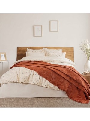 Şaheser Home Collection Çift Kişilik Pikeli Dijital Baskılı Nevresim Takımı Marvin Kiremit