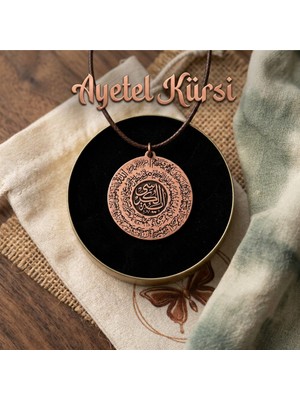 Zib Grips Ayetel Kürsi Dualı Bakır Yuvarlak Kolye - Özel Kutulu