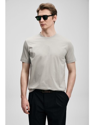 Lufian Erkek Bran Modern Grafik T-Shirt 111020321 Bej