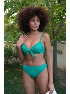 Empressco Kadın Destekli Fiyonklu Yeşil Bikini Takımı, Şık ve Rahat Tasarım
