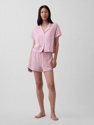 Gap Kadın Pembe Crinkle Gauze Şort Pijama Altı