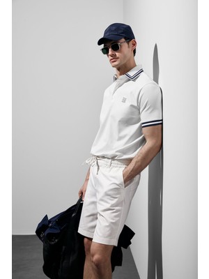 Lufian Erkek Cole Smart Polo T-Shirt 111040237 Kırık Beyaz