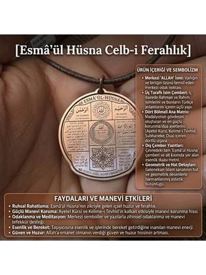 Zib Grips Esmaül Hüsna ve Ayetel Kürsi Işlemeli Saf Bakır Kolye Ucu - Cevşen Kolye