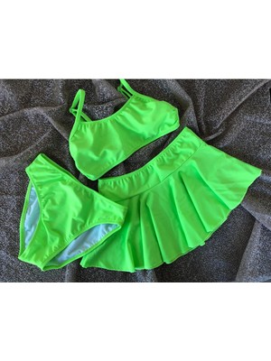 Empressco Neon Yeşil Fosforlu Kız Çocuk Bikini Takımı, Esnek ve Ayarlanabilir Askılar