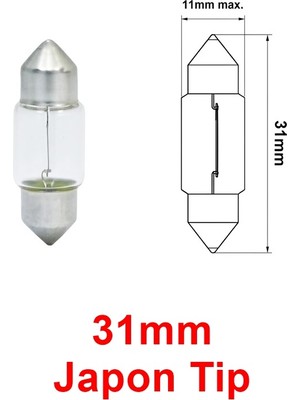 Hace Bazaar Japon Tip Sofit Ampul Şeffaf Iç Aydınlatma Plaka Lambası C10W 12V 10W 31MM 1 Adet