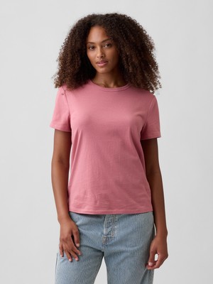 Gap Kadın Açık Kırmızı Favorite Bisiklet Yaka T-Shirt