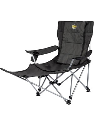 Funky Chairs Lazy 4 Katlanabilir Kamp ve Plaj Sandalyesi – Ayak Uzatmalı, 3 Kademeli Şezlong, Yastıklı, Bardaklıklı -Antrasit
