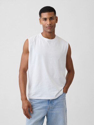 Gap Erkek Beyaz Everyday Soft Relaxed Muscle Kolsuz T-Shirt