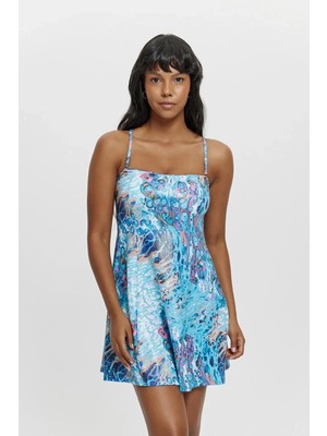 D Lingerie Imprimé Aquatique Bleu Askılı Elbise Mayokini- DM12022