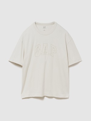 Gap Erkek Kırık Beyaz Heavyweight Gap Logo Relaxed Crop T-Shirt