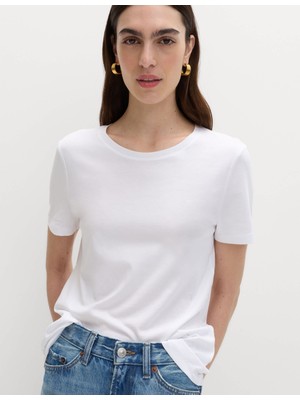 Marks & Spencer Saf Pamuklu Yuvarlak Yaka T-Shirt