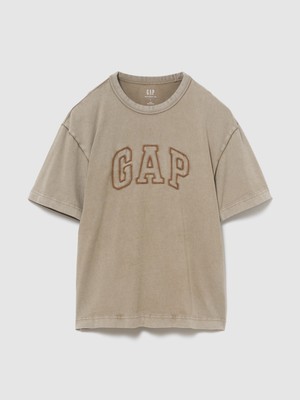 Gap Erkek Açık Kahverengi Heavyweight Gap Logo Relaxed Crop T-Shirt