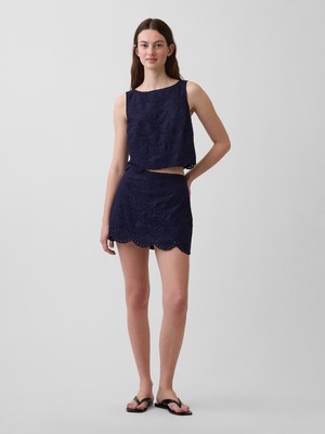 Gap Kadın Lacivert Eyelet Mini Şort Etek