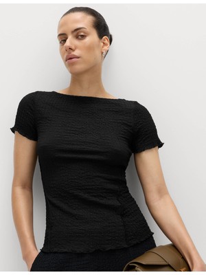 Marks & Spencer Dokulu Kumaş Kısa Kollu Bluz