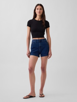 Gap Kadın Koyu Mavi 3.5" High Rise Sailor Relaxed Straight Denim Şort