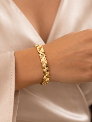 Jammy Jewerly Altın Renk Örgü Desenli Kadın Bileklik