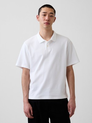 Gap Erkek Beyaz Relaxed Pique Polo T-Shirt