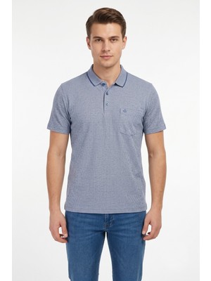 Çizgi Triko Erkek Polo Yaka Kısa Kollu Cepli Tişört Klasik Kalıp 5301 BGL-ST05532