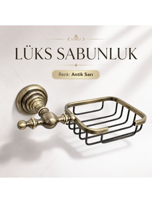 Badem10 Antik Sarı Lüks Tel Sabunluk Duvara Monte Banyo Wc Metal Sabunluk Şık Dekoratif Sabunluk Modeli