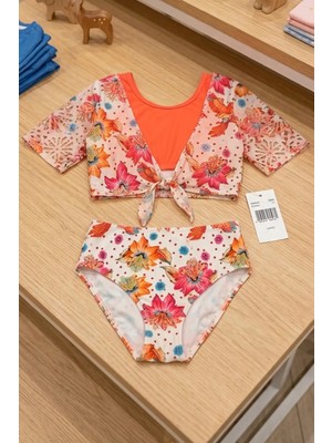 Yalova İç Giyim Kız Çocuk Çiçek Desenli Pareolu Bikini Takımı 3'lü Set