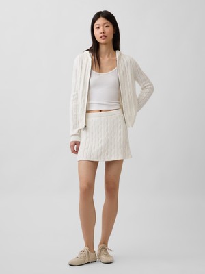 Gap Kadın Beyaz 100% Pamuk Cable-Knit Mini Şort