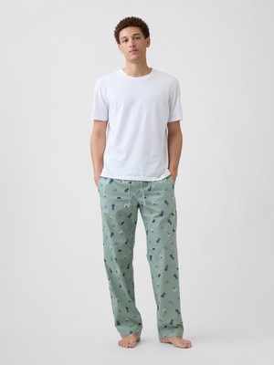 Gap Erkek Yeşil Relaxed Poplin Pijama Altı