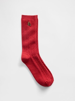 Gap Erkek Kırmızı Brannan Bear Cable-Knit Crew Çorap