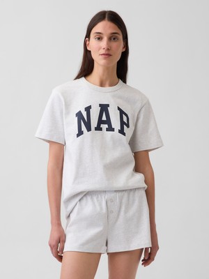 Gap Kadın Açık Gri Nap Logo Oversized Pijama Üstü