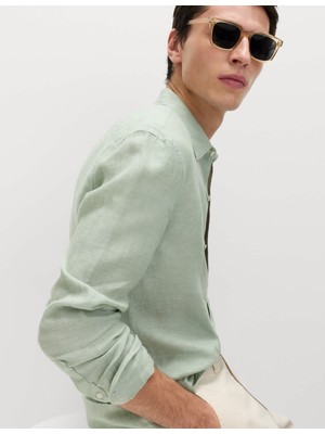 Marks & Spencer Slim Fit Keten Uzun Kollu Gömlek
