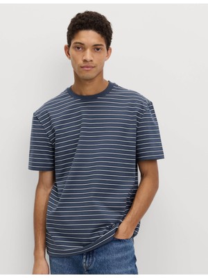 Marks & Spencer Relaxed Fit Pamuk Karışımlı Çizgili T-Shirt