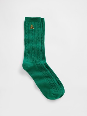 Gap Erkek Yeşil Brannan Bear Cable-Knit Crew Çorap
