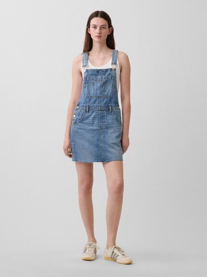 Gap Kadın Açık Mavi Denim Mini Salopet