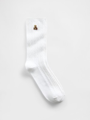 Gap Erkek Beyaz Brannan Bear Cable-Knit Crew Çorap