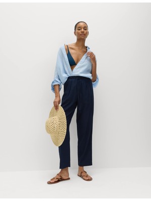Marks & Spencer Keten Karışımlı Tapered Pantolon
