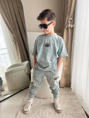 Miniğimin Cicileri Yıkamalı Bb Baskılı Erkek Çocuk 2 li  takım - Gri