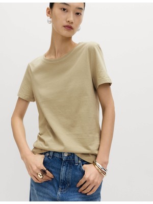Marks & Spencer Saf Pamuklu Yuvarlak Yaka T-Shirt