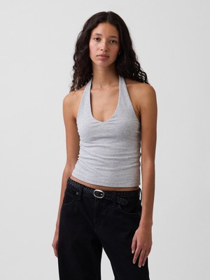 Gap Kadın Gri Closeknit Halter Crop Bluz