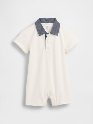 Gap Bebek Beyaz Baby Pique Polo Şort Tulum