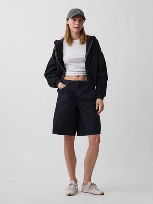 Gap Kadın Siyah Mid Rise Twill Side-Pleat Şort